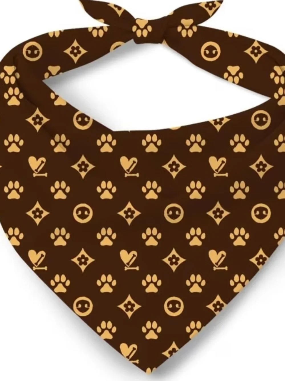 Brown Patterned Dog Bandana - Stylish Puppy Accessory
